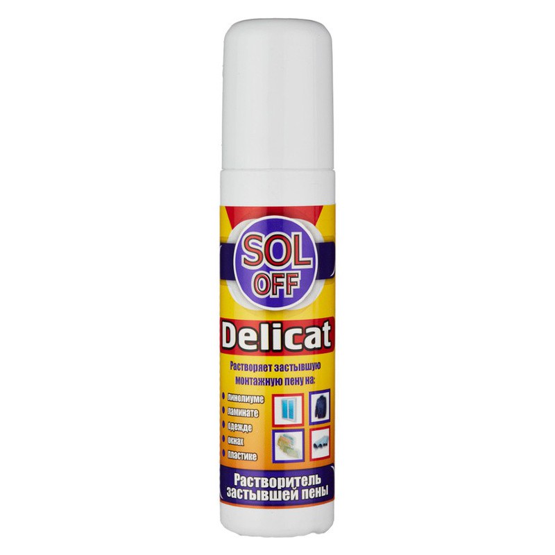 Очиститель монтажной пены Sol Off Delicat 150 мл Очиститель монтажной пены Sol Off Delicat 150 мл