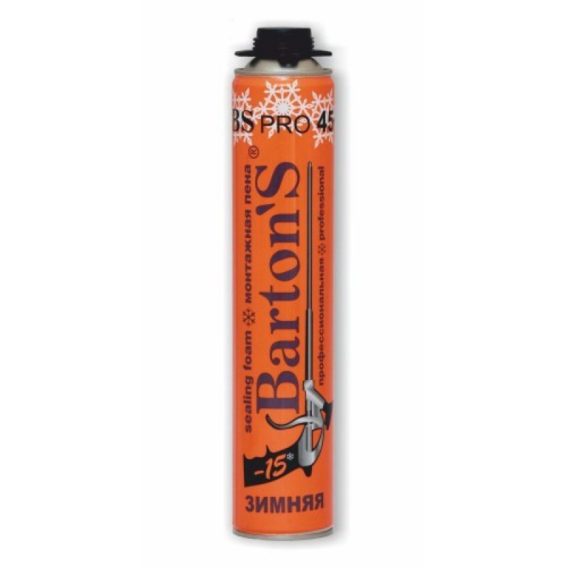 Пена монтажная Barton'S BS PRO 45+ зимняя профессиональная 750 мл Пена монтажная Barton'S BS PRO 45+ зимняя профессиональная 750 мл