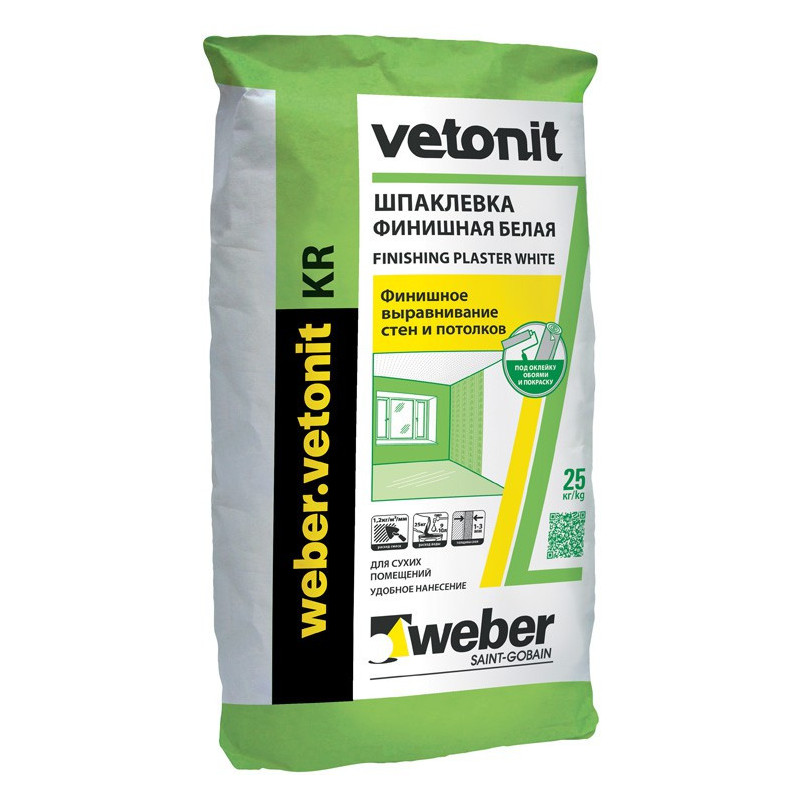 Шпатлевка полимерная Weber-Vetonit KR белый 20 кг Шпатлевка полимерная Weber-Vetonit KR белый 20 кг