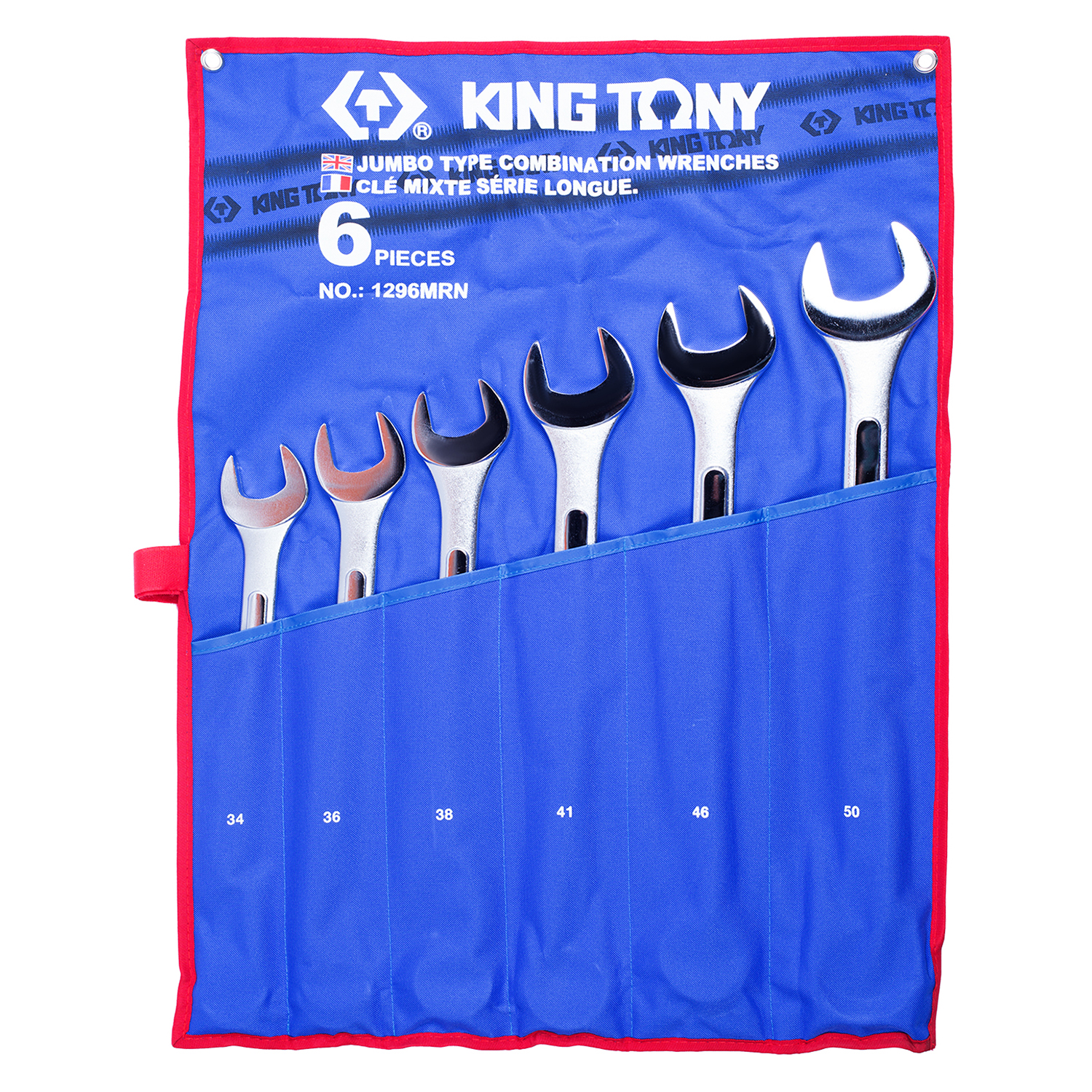 KING TONY Набор комбинированных ключей, 34-50 мм, чехол из теторона, 6 предметов KING TONY Набор комбинированных ключей, 34-50 мм, чехол из теторона, 6 предметов