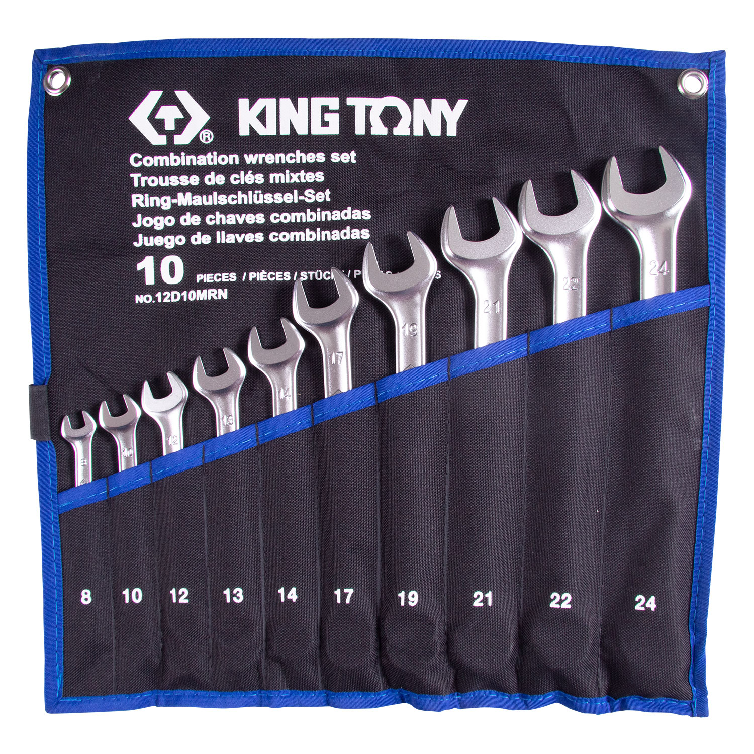 KING TONY Набор комбинированных ключей, 8-24 мм, чехол из теторона, 10 предметов KING TONY Набор комбинированных ключей, 8-24 мм, чехол из теторона, 10 предметов