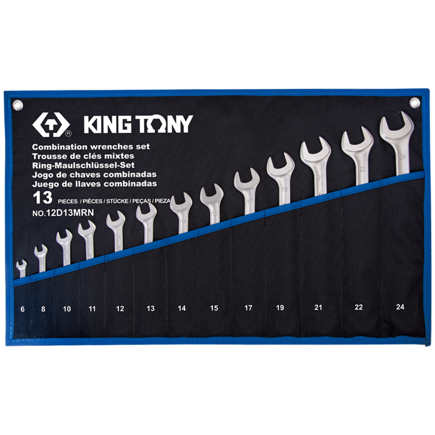 KING TONY Набор комбинированных ключей, 6-24 мм, чехол из теторона, 13 предметов KING TONY Набор комбинированных ключей, 6-24 мм, чехол из теторона, 13 предметов