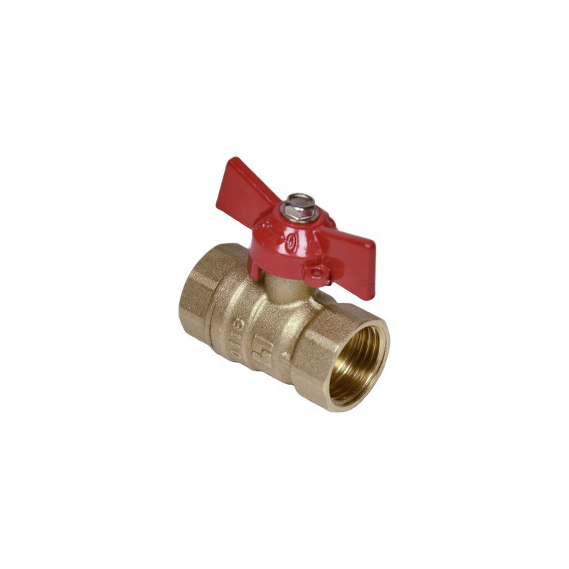Кран шаровой латунь 11б27п Ду 15 G1/2" Ру16 ВР бабочка красный Кран шаровой латунь 11б27п Ду 15 G1/2" Ру16 ВР бабочка красный