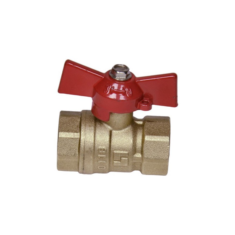 Кран шаровой латунь 11б27п Ду 15 G1/2" Ру16 ВР бабочка красный Кран шаровой латунь 11б27п Ду 15 G1/2" Ру16 ВР бабочка красный