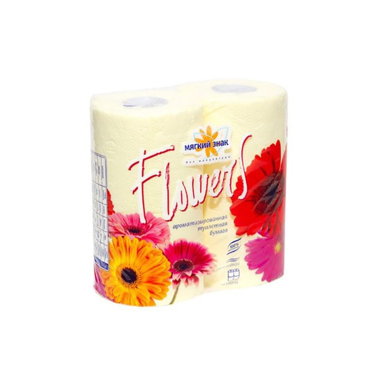 Туалетная бумага Мягкий знак “Flowers, 2х-слойная”, 4 шт Туалетная бумага Мягкий знак “Flowers, 2х-слойная”, 4 шт
