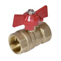 Кран шаровой латунь 11б27п Ду 20 G3/4" Ру16 ВР бабочка красный